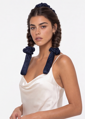 Navy Satin Heatless Curler