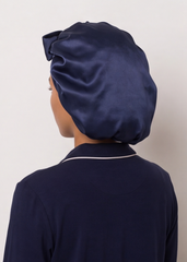 Navy Satin Cap