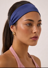 Navy Satin Headband