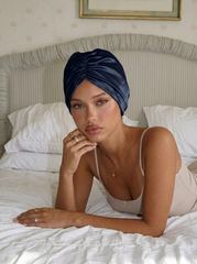 Navy Satin Bonnet
