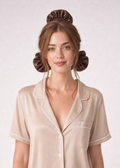 Brown Satin Bunbons (Set of 3)