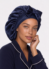 Navy Satin Cap