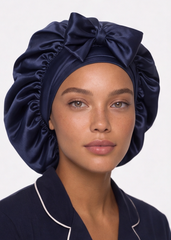 Navy Satin Cap