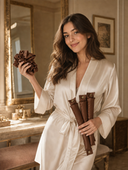 Brown Satin Bunbons (Set of 3)